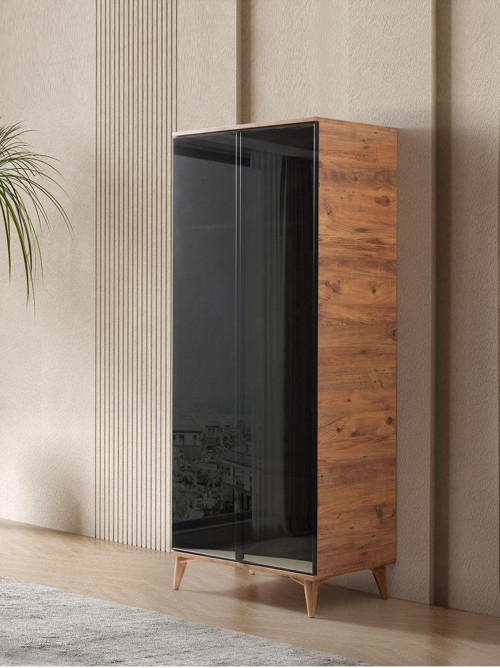 Avm 24 402 Kiler Banyo Dolabı Ceviz - Cam Kapak 70 x 36 x 185 cm