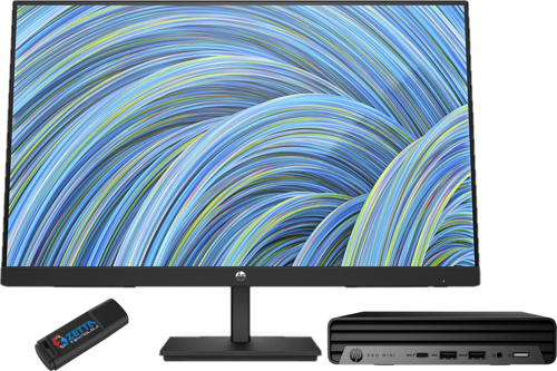 Pro Mini 400 G9 Intel Core İ7-14700T 32GB Ddr5 512GB SSD WINDOWS11PRO 23.8 Fhd Monitör Mini Masaüstü Bilgisayar W9H6W3ET72 + Zetta USB Bellek