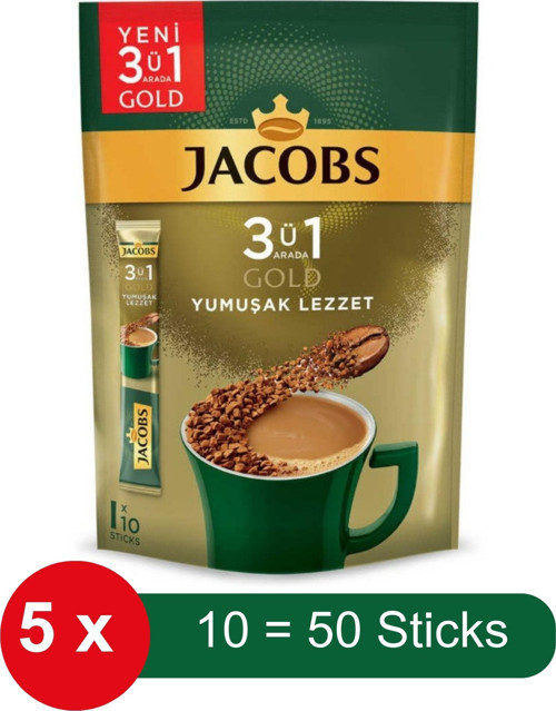 3 ü 1 Arada Gold Yumuşak Lezzet Hazır Kahve – 10 lu Paket x 5 Adet