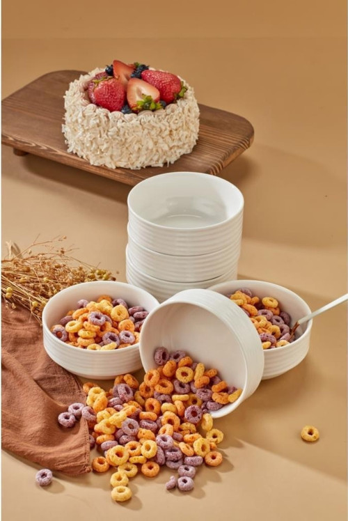 Emboss 6'lı 12 Cm Porselen Joker Kase Çorba Kahvaltılık Ikramlık Çerezlik Set