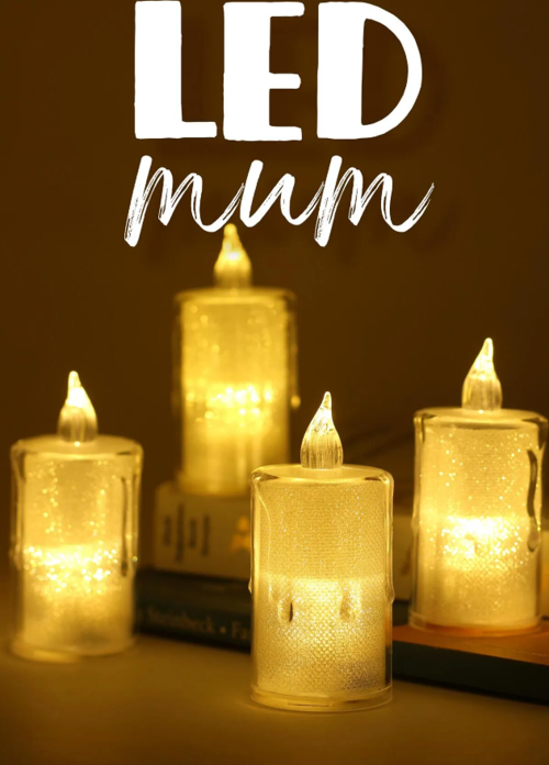 Led Mum Seti 4 Adet Eriyen Pilli Dumansız Alevli Ledli Dekoratif Yapay Mum Dekor Işığı 8cm