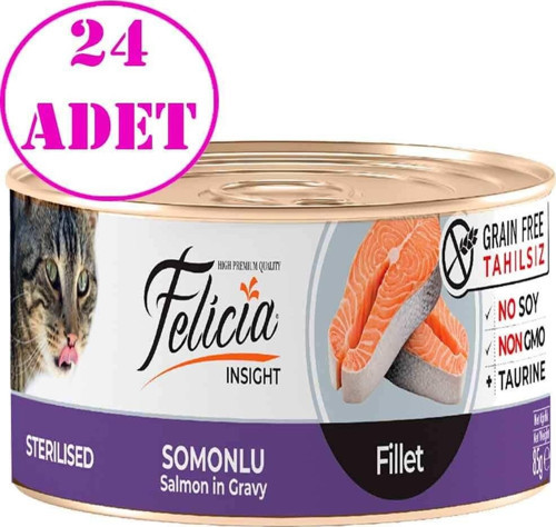 Felicia Tahılsız Sterilised Somon Filetolu Yaş Kedi Maması 85 Gr 24 AD