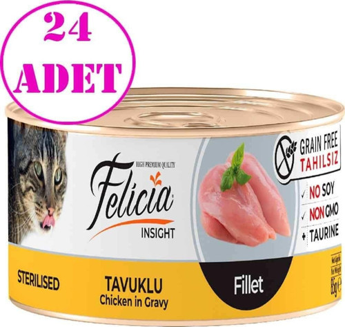Tahılsız Sterilised Tavuk Filetolu Yaş Kedi Maması 85 Gr 24 AD
