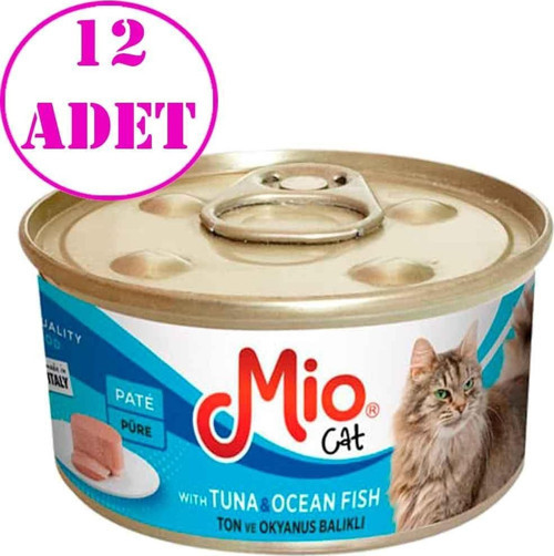 Ton Balıklı Ve Deniz Balıklı Püre Konserve Kedi Maması 85 gr 12 AD