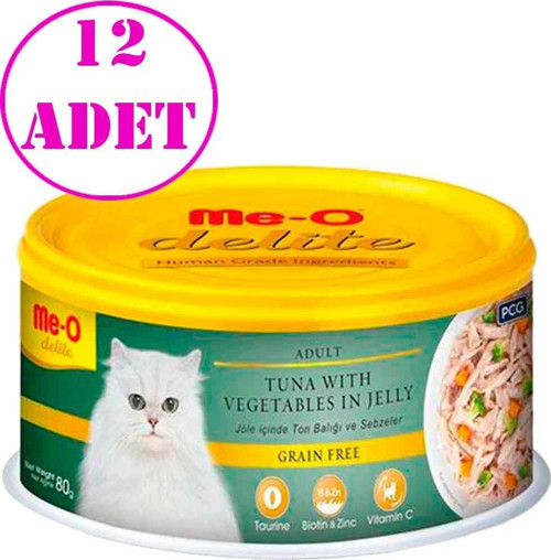 Meo Delite Ton Balıklı ve Sebzeli Tahılsız Yetişkin Kedi Konservesi 80 Gr 12 AD