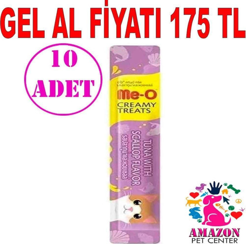 MeO Ton Balıklı ve Deniz Taraklı Kremalı Kedi Ödül Maması Tekli 15 Gr 10 AD