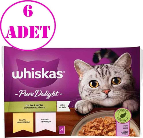 Pouch Pure Delight Jöle İçinde Tavuklu ve Somonlu Yetişkin Kedi Konservesi 85gr (4'lü) 6 AD