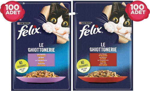 Felix Kuzu Etli Ve Sığır Etli Karışık Pouch Kedi Yaş Mama Konserve 200 X 85 Gr.