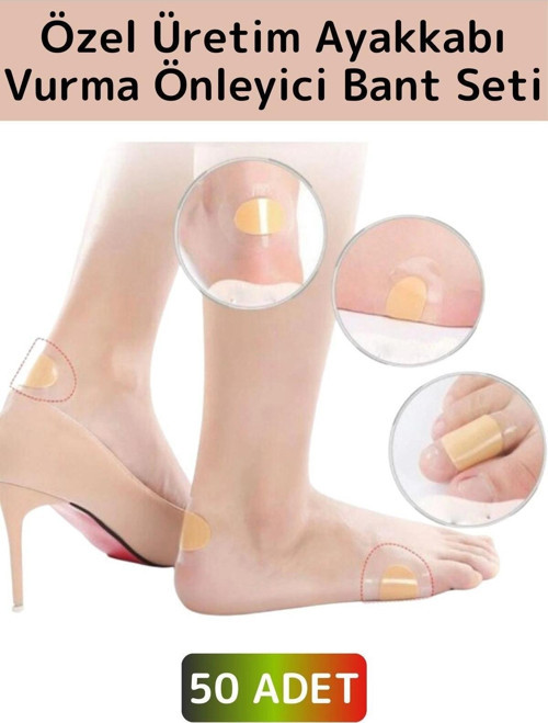Özel Görünmez Ultra İnce Nefes Alabilir Su Geçirmez Ayakkabı Topuk Parmak Vurma Önleyici Bant 50'li
