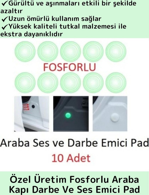 Özel Üretim Uzun Ömürlü Oto Araç Otomobil Gürültü Darbe Çizilme Önleyici Fosforlu Koruyucu Ped 10'lu