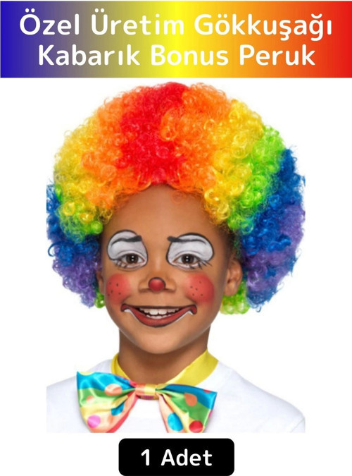Premium Eğlenceli Etkinlik Kostüm Cadılar Bayramı Kabarık Bonus Afro Kıvırcık Unisex Parti Peruğu