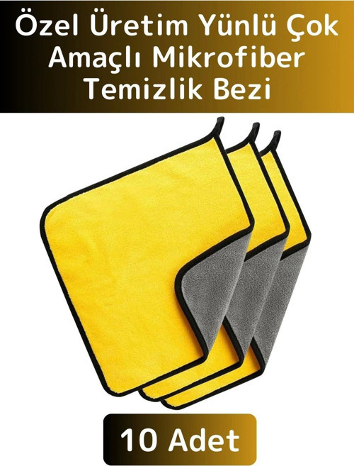 Premium Yüksek Kaliteli Yünlü Mikrofiber Araba Mutfak Banyo Lavabo Yıkama Temizleme Bezi 10 Adet