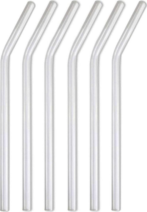 6 Adet Kokteyl Sunum Pipeti Cam Pipet Isıya Dayanıklı Eğimli 20cm Şeffaf Cam Pipet Tekli