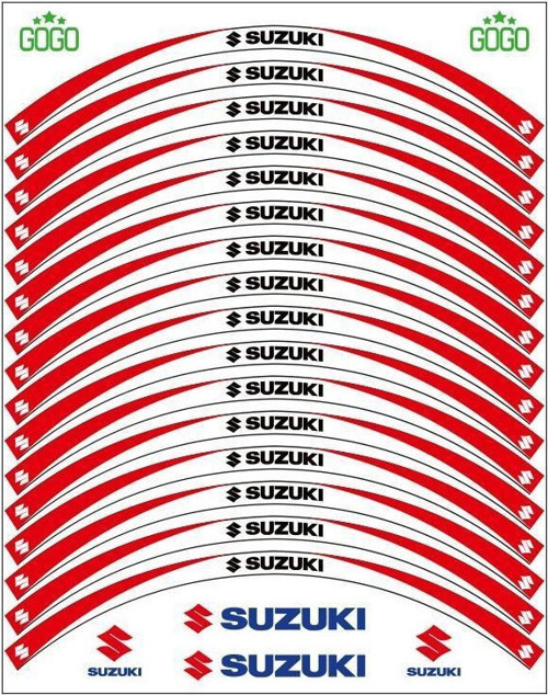 Sevenkardeşler Kırmızı Beyaz Suzukı Uyumlu Reflektörlü 1 Set Jant Şeridi