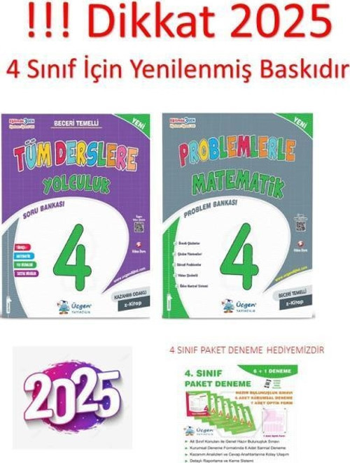 Üçgen Yayınları Dördüncü Sınıf Tüm Dersler Problemlerle Matematik İkili Set 2025