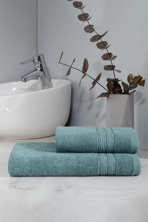 Silky Touch Triline Petrol Yeşili 2'li Banyo Havlu Seti