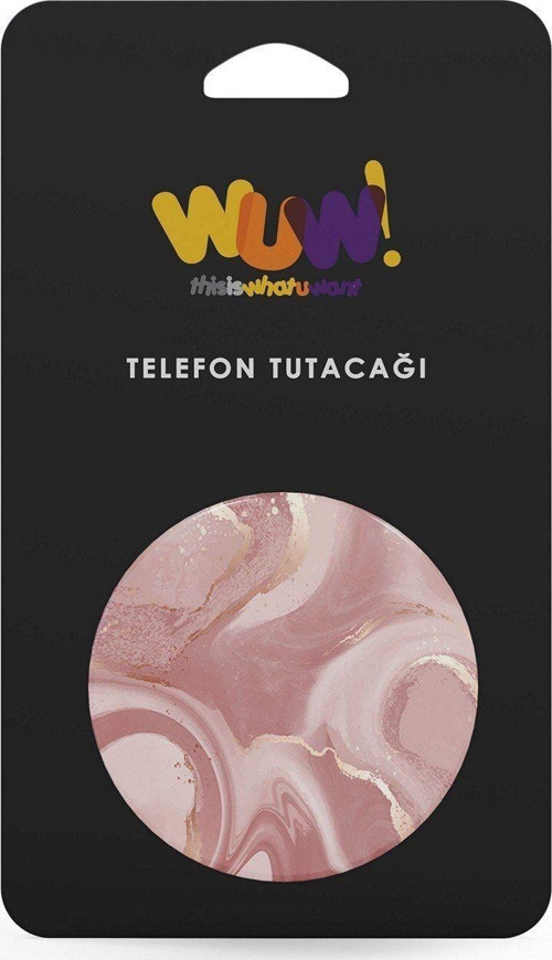 Pembe Mermer Desenli Damla Etiketli Popsoket Telefon Tablet Tutucu Standı