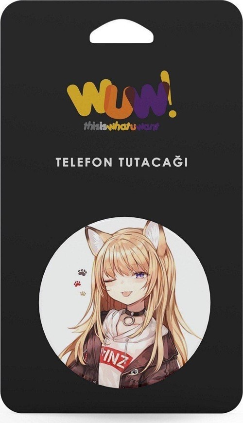Kedi Kostümlü Anime Kız Damla Etiketli Popsoket Telefon Tablet Tutucu Standı