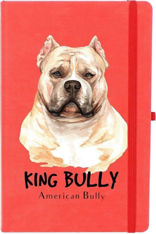 Amerikan Bully Köpek Çizgili 13X21 Termo Deri Lastikli Kırmızı Tarihli Çizgili Defter