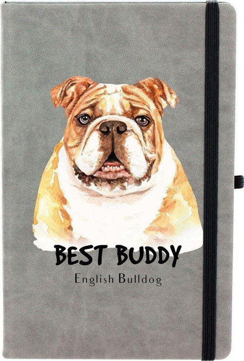 En Iyi Arkadaş Bulldog Köpek Çizgili 13X21 Termo Deri Lastikli Gri Tarihli Çizgili Defter