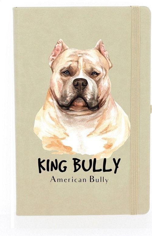Amerikan Bully Köpek Çizgili 13X21 Termo Deri Lastikli Krem Tarihli Çizgili Defter