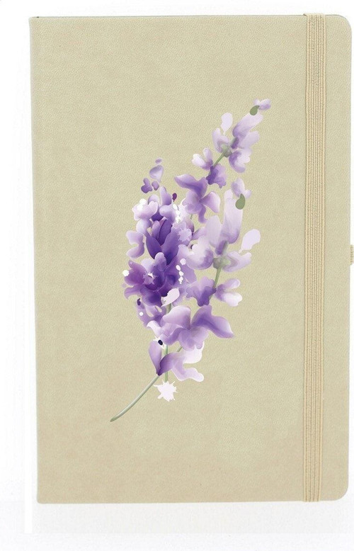 Çiçek Desenli Çizgili 13X21 Termo Deri Lastikli Krem Tarihli Çizgili Defter