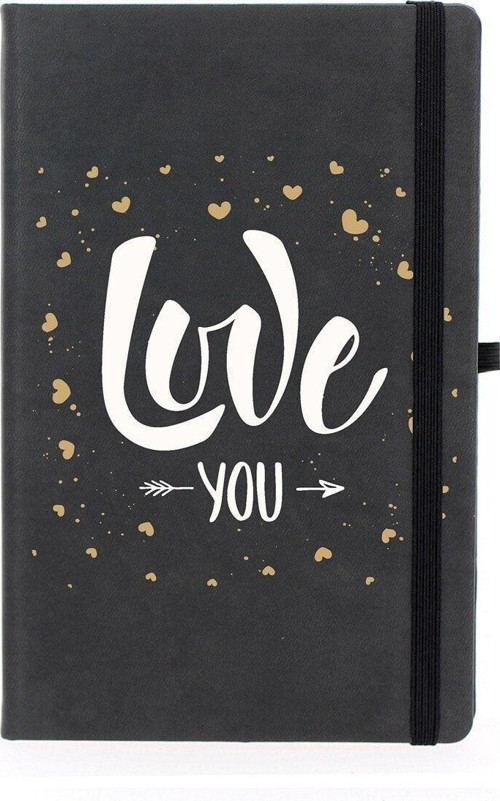 Seni Seviyorum Çizgili 13X21 Termo Deri Lastikli Siyah Tarihli Çizgili Defter