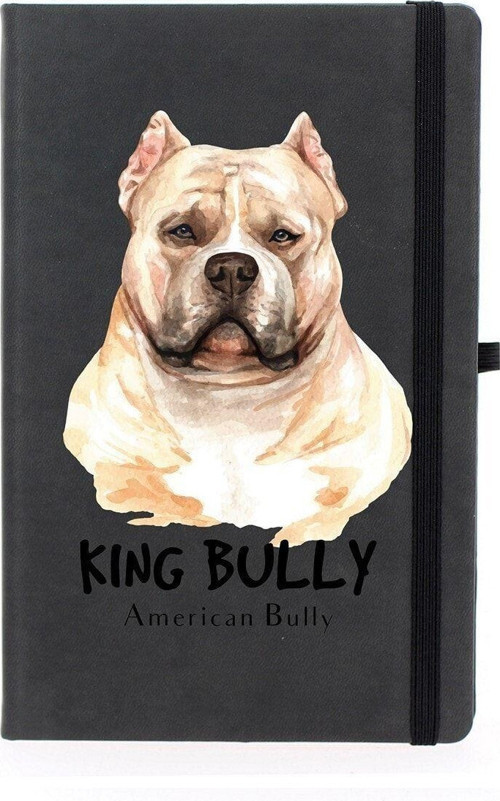 Amerikan Bully Köpek Çizgili 13X21 Termo Deri Lastikli Siyah Tarihli Çizgili Defter