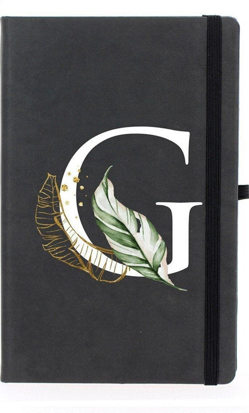 Tropik G Harfi Çizgili 13X21 Termo Deri Lastikli Siyah Tarihli Çizgili Defter