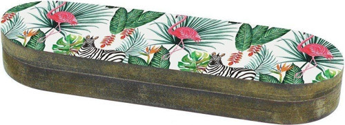 Flamingo Ve Zebra Tropikal Desenli Ahşap Kalem Kutusu