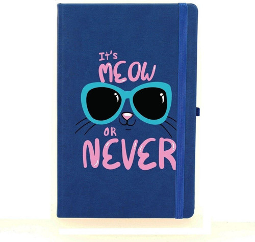 Meow Or Never Çizgili 13X21 Termo Deri Lastikli Lacivert Tarihli Çizgili Defter