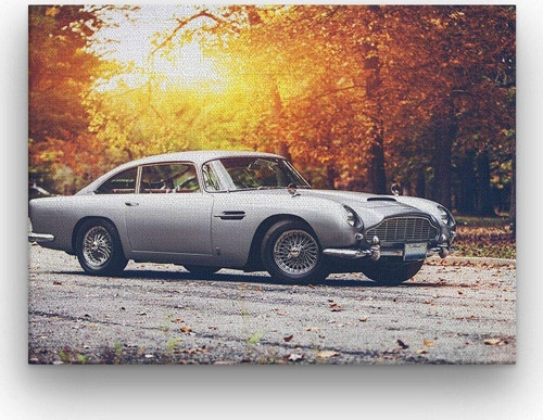 Spor Araba Aston Martin Kalın Çerçeveli Ahşap Duvar Tablosu 42X52 Cm
