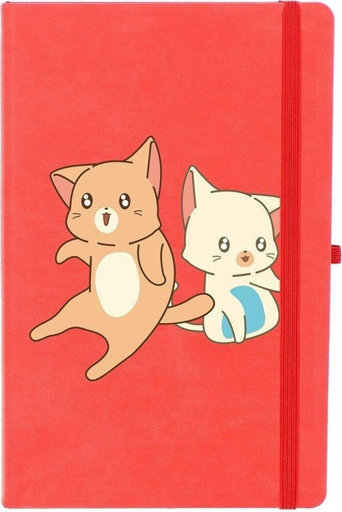 Kedi Kardeşler Çizgili 13X21 Termo Deri Lastikli Kırmızı Tarihli Çizgili Defter