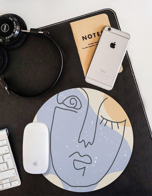 Soyut Çizim Kadın Gözü Yuvarlak Kaymaz Taban Mouse Pad