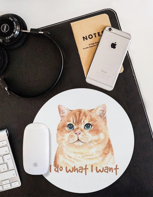 Ne Istersem Onu Yaparım Kedi Yuvarlak Kaymaz Taban Mouse Pad