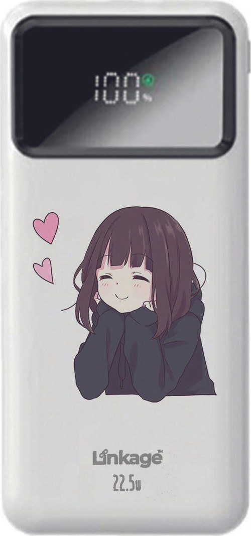 Linkage 10000 Mah Anime Kız Baskılı Beyaz 22,5 W Hızlı Şarj Özellikli Lcd Ekranlı Powerbank