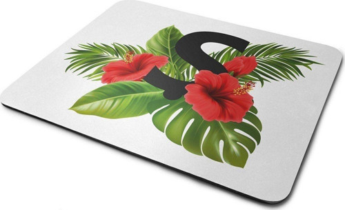 Kırmızı Tropikal Çiçekli Ş Harfli Dikdörtgen Kaymaz Taban Mouse Pad