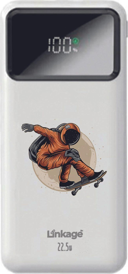 Linkage 10000 Mah Özel Kaykaycı Astronot Beyaz 22,5 W Hızlı Şarj Özellikli Lcd Ekranlı Powerbank
