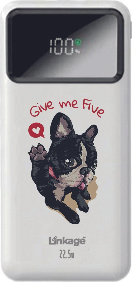 Linkage 10000 Mah Özel Sevimli Köpek Baskılı Beyaz 22,5 W Hızlı Şarj Özellikli Lcd Ekranlı Powerbank