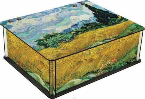 Van Gogh Wheatfield Buğday Tarlası 6 Bölmeli Ahşap Çay Kahve Saklama Kutusu