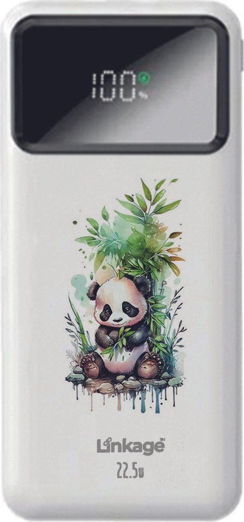 Linkage 10000 Mah Sevimli Yavru Panda Beyaz 22,5 W Hızlı Şarj Özellikli Lcd Ekranlı Powerbank