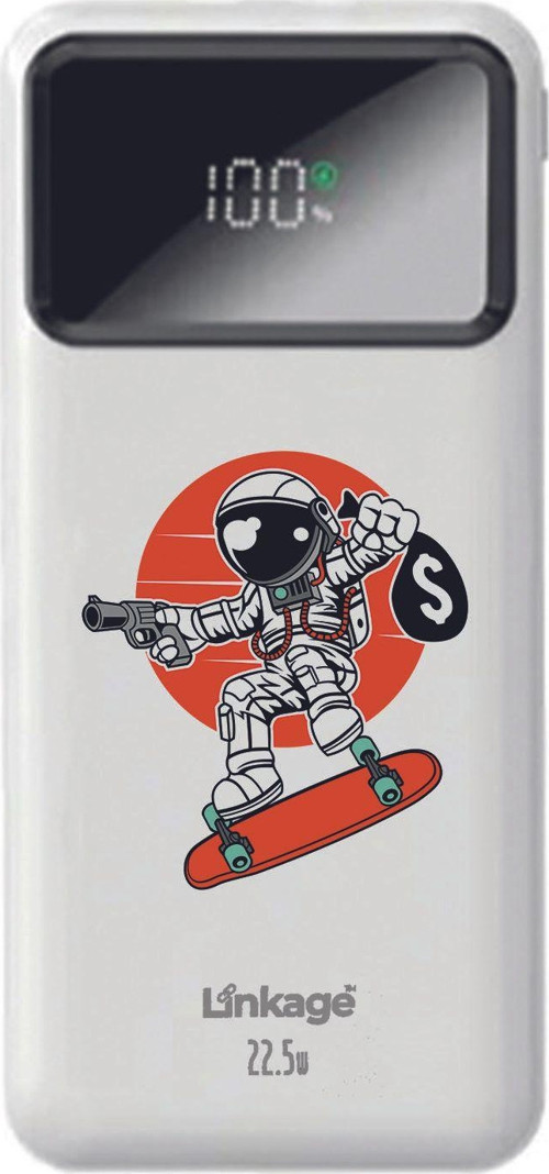 Linkage 10000 Mah Özel Soyguncu Astronot Beyaz 22,5 W Hızlı Şarj Özellikli Lcd Ekranlı Powerbank