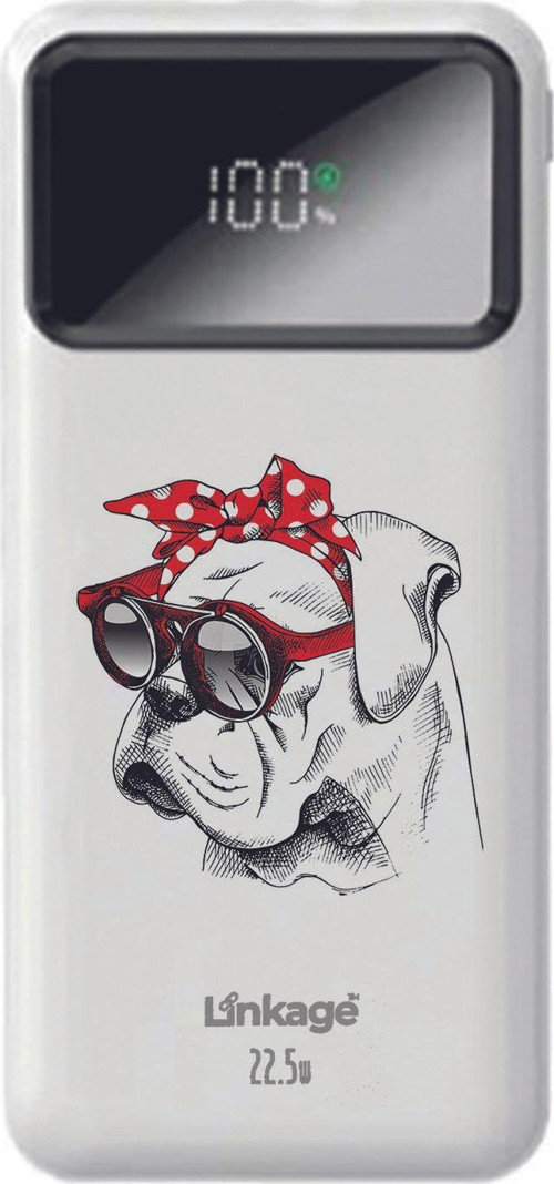 Linkage 10000 Mah Köpek Baskılı Beyaz 22,5 W Hızlı Şarj Özellikli Lcd Ekranlı Powerbank