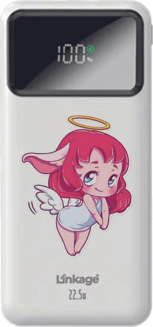 Linkage 10000 Mah Küçük Melek Baskılı Beyaz 22,5 W Hızlı Şarj Özellikli Lcd Ekranlı Powerbank
