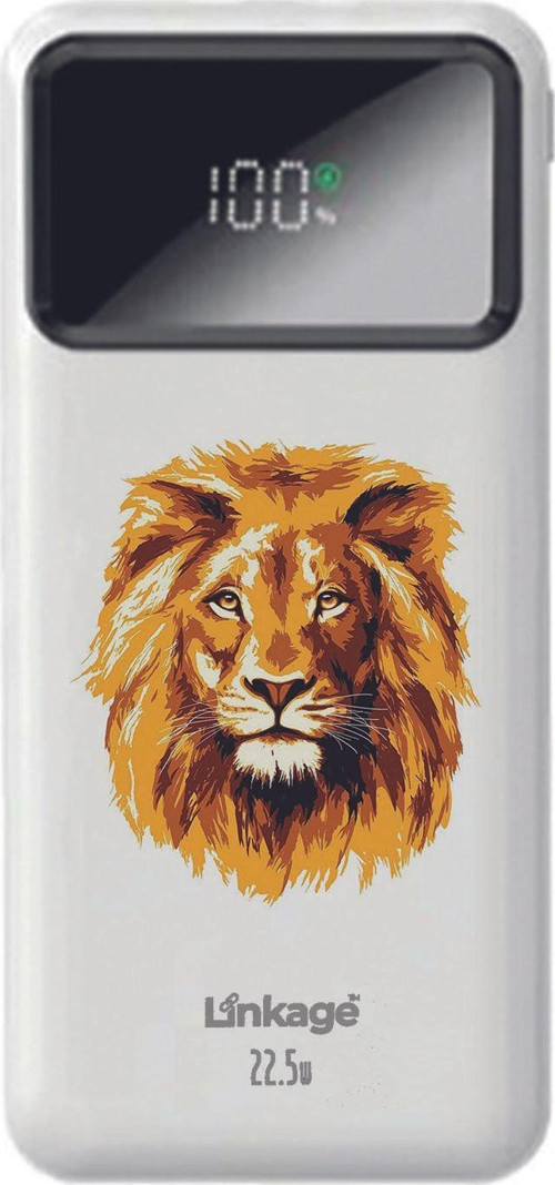 Linkage 10000 Mah Aslan Baskılı Beyaz 22,5 W Hızlı Şarj Özellikli Lcd Ekranlı Powerbank