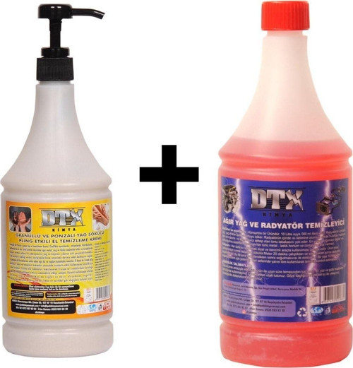 Ponza'Lı (Talaşlı) El Temizleme Kremi (Sabunu) 1 Kg & Ağır Yağ Sökücü 1 Litre