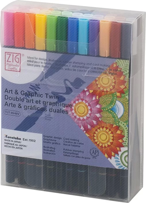 Art & Graphic Twin Brush Pen Çift Uçlu Çizim Kalemi 48li Set TUT-80/48V