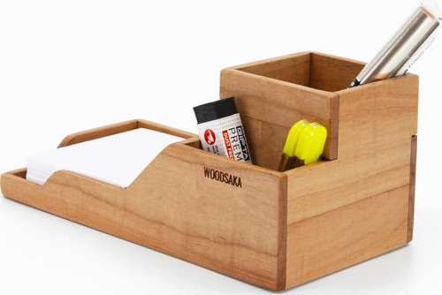 ProKit Çok Amaçlı Organizer - Bölümlü Kalemlik Not Kağıdı Kutusu Ataçlık Bir Arada - Model 6 - Kiraz Ağacından