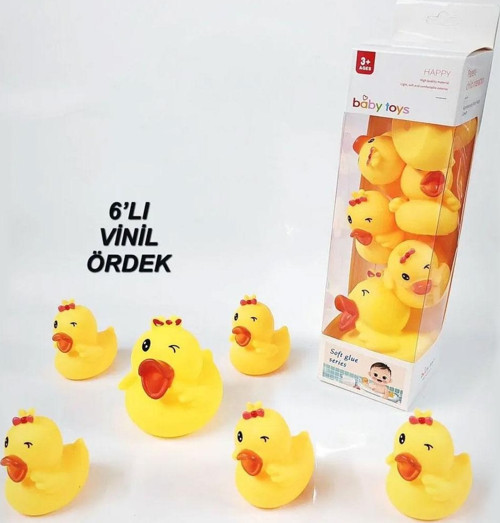 Güvenli Toksik Olmayan Bebek Banyo Oyuncak Silikon Ördek Kauçuk Sarı Ördek 6 lı Ördek