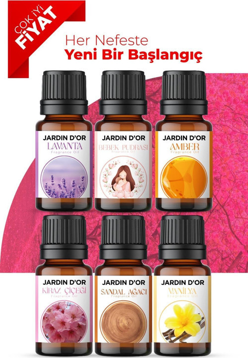 6'l Set Esansiyel Uçucu Yağ Buhurdanlık Yağı Hava Nemlendirici Aroma Difüzörü Kokusu Esans 8x
